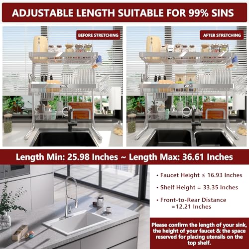 Over Sink Dish Drying Rack (Silver / 3 Tier)