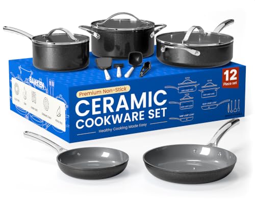 Bakken Aluminum Cookware Set with Ceramic Nonstick Coating
