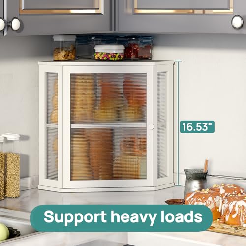 Corner Bread Box for Kitchen Counter (White / Extra Large)