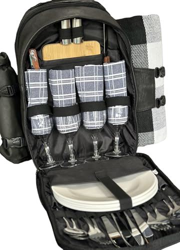 Premium Collection Genuine Leather Picnic Backpack for 4