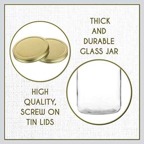 Glass Mason Jar Wide Mouth with Airtight Metal Lid