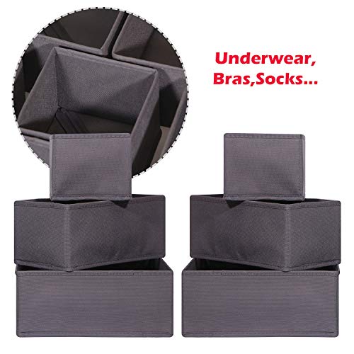 12 Pack Foldable Closet Dresser Drawer Organizer Fabric Baskets Containers for Clothes Underwear Socks Clothing 444