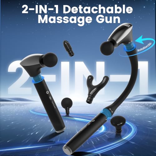 2-in-1 Detachable Muscle Massage Gun Deep Tissue with 20'' Extension Handle, Back and Neck Massager for Pain Relief, Handheld Massager for Shoulder Lower Back Leg Waist, FSA-HSA Eligible