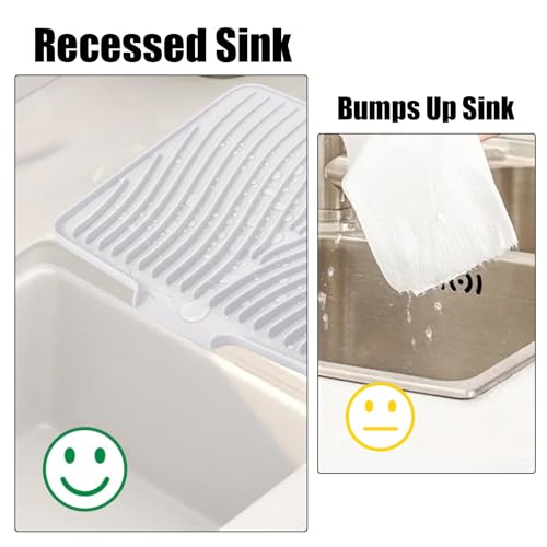 Silicone Dish Drying Mat for Kitchen Counter (White-1pc / 16" x 12")