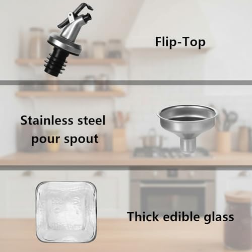 Oil Bottles for Kitchen 4 Pack (Clear / 17 Ounces-4 Pack)