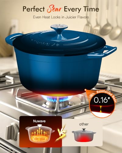6 Qt PFAS Free Enameled Cast Iron Dutch Oven Pot with Lid (Santorini)