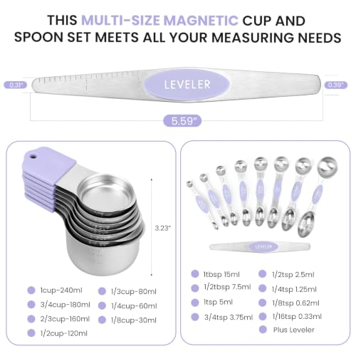 Magnetic Measuring Cups and Spoons Set (Lavender)