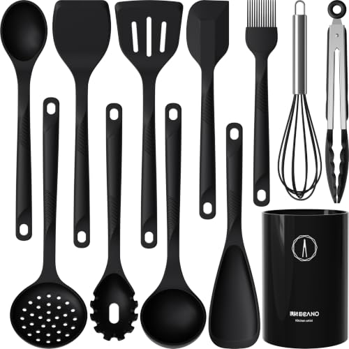 Silicone Cooking Utensils Set (Black)