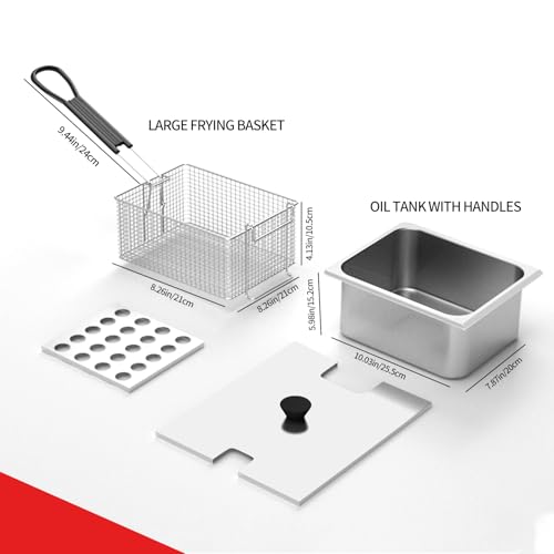 Commercial Deep Fryer Stainless Steel Dual Tank with 2 Baskets Capacity 10L X 2 Electric Countertop Fryer for Restaurant and Home Use