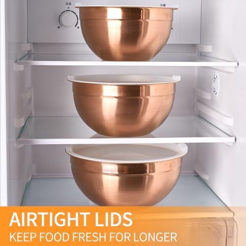 Rose Gold Mixing Bowls with Airtight Lids (Rose Gold / 7 Pieces)