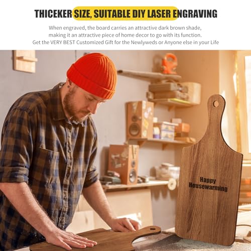 12 Pcs 11 x 5 Inch Acacia Wood Cutting Board with Handle (11"L x 5"W)