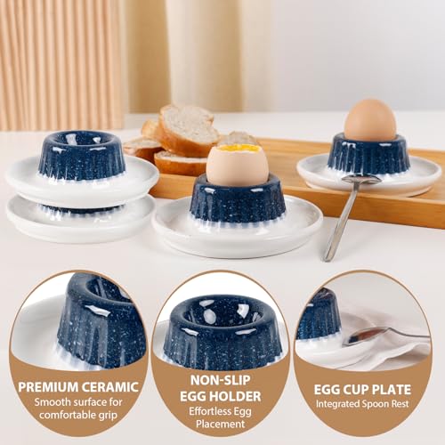 Ceramic Egg Cup Dish Tray Set of 2