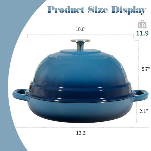 Enameled Cast Iron Dutch Oven Pot with Lid (Lake Blue)