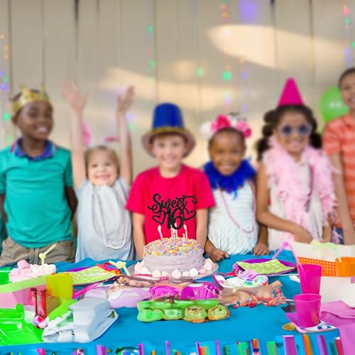 24Pcs Happy 16th Birthday Cupcake Toppers Glitter Hello 16 Sweet 16 Cupcake Picks 2006 Sixteen Old Birthday Cake Decorations for 16th Birthday Anniversary Party Supplies Black