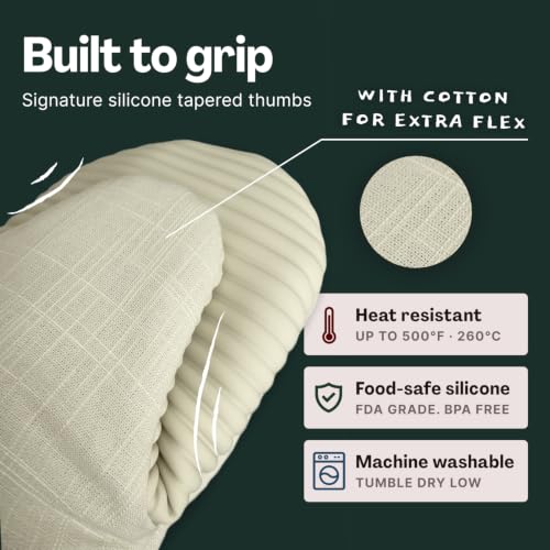 Magnetic Oven Mitts & Pot Holder 3 Pc Set (Vanilla Cream)