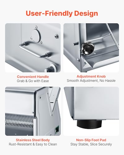 Electric Bread Slicer 370W 1680 Rpm Stainless Steel Counter 12mm 120V (Electric)