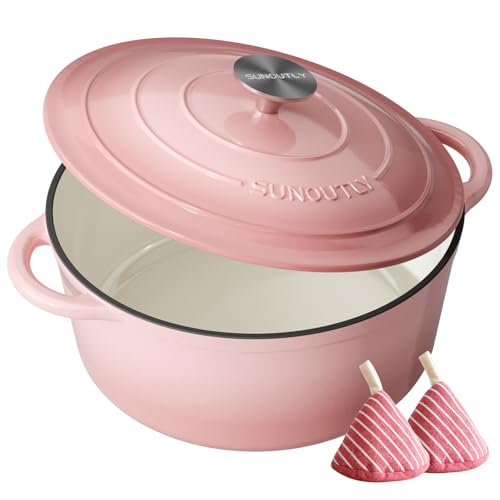 Enameled Cast Iron Dutch Oven (Cooking Pot / Gentle pink / 7.5QT)