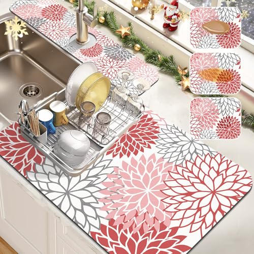 2PCS Dish Drying Mat and Sink Splash Guard