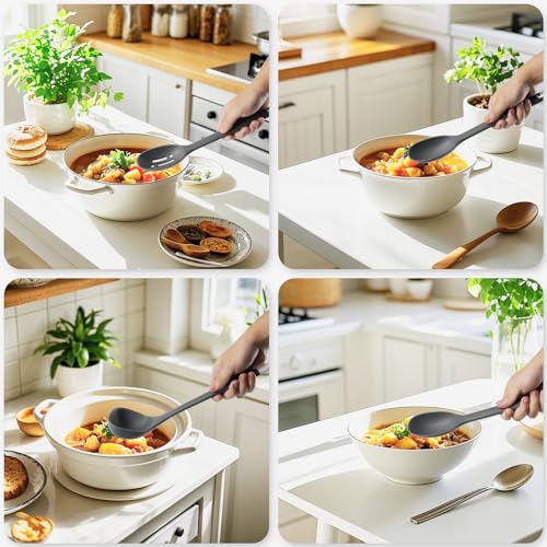 Silicone Kitchen Cooking Utensils Set (Dark Gray)