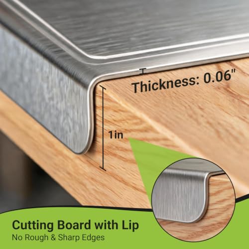 Stainless Steel Cutting Board 15.7x11.8 with Lip and Juice Groove (15.7"L x 11.8"W)