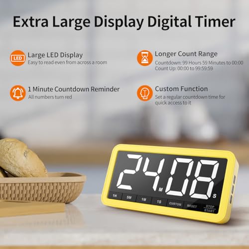 Large 7.8" Digital Timer (Yellow)