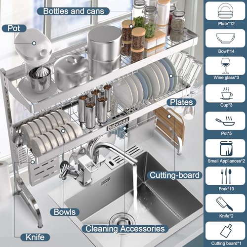 Over The Sink Dish Drying Rack (Silver)