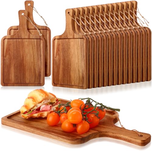 16 Pcs Acacia Wood Cutting Boards (14x8 Inch / Rounded Rectangle)