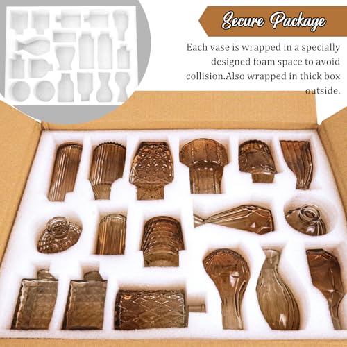 36Pcs Bud Vases Set Small Vintage Glass Bottles Bud Vases in Bulk Multiple Shape Cute Glass Vases for Rustic Wedding Centerpieces Table Decorations and Home Decor