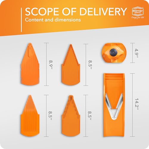 BORNER V Mandoline Slicer Kitchen V1 ClassicLine Starter Set (2. Starter / Orange)