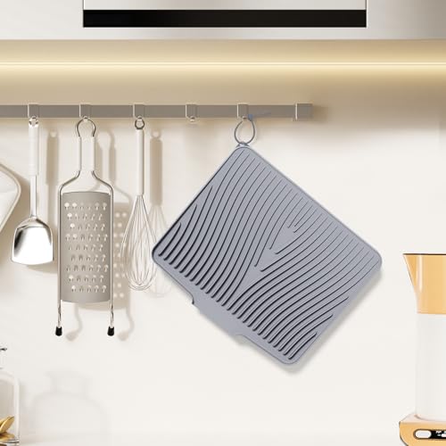 Silicone Dish Drying Mat for Kitchen counter (Gray / 19.7" x 17")