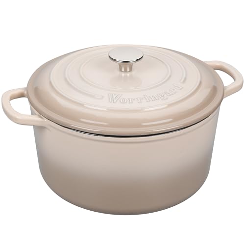 Enameled Cast Iron Dutch Oven Pot with Lid (4.5 QT / Latte)