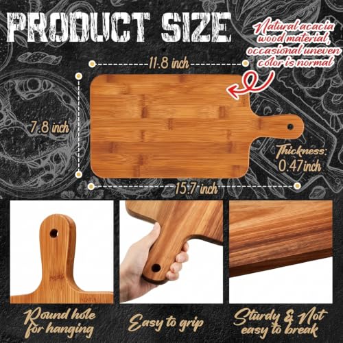 10 Pcs Cutting Boards with Handle (15.7"L x 7.8"W / Carbonized Bamboo)