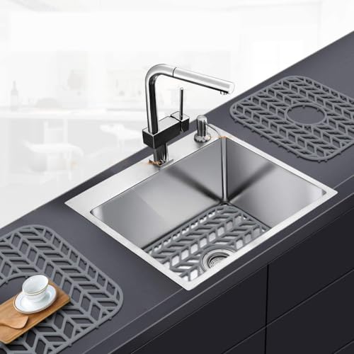 Sink Protectors for Kitchen Sink 12"x11"Silicone Kitchen Sink mat (12"x11" Center / Gray)