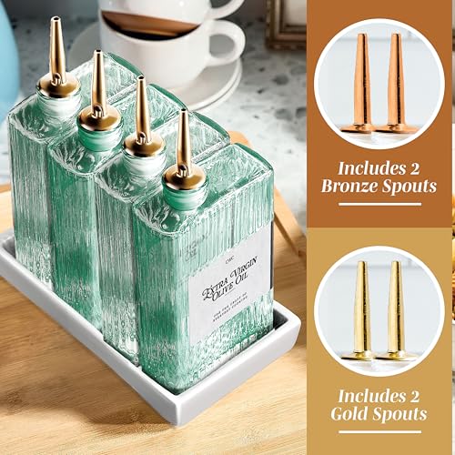 Glass Oil Dispenser Bottle (Sage Textured / 4 Pack)