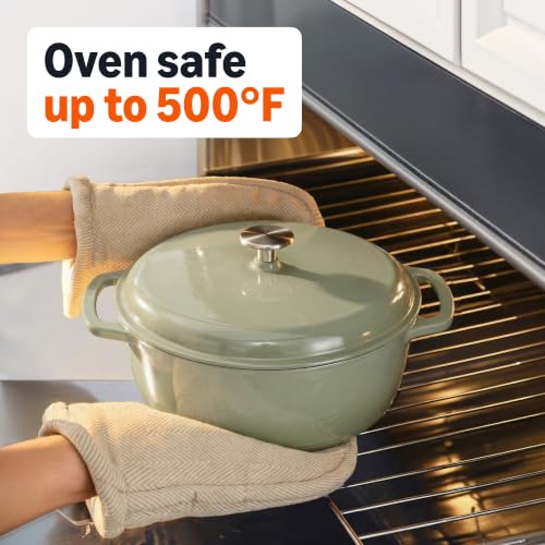 Enameled Cast Iron Dutch Oven Pot With Lid (7.3 Qt / Olive)