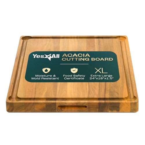 Extra Large Acacia Wood Cutting Board for Kitchen (Acacia / 24"L x 18"W)