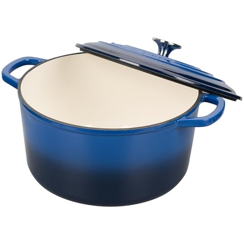 Enameled Cast Iron Dutch Oven Pot with Lid (6 QT / Blue)