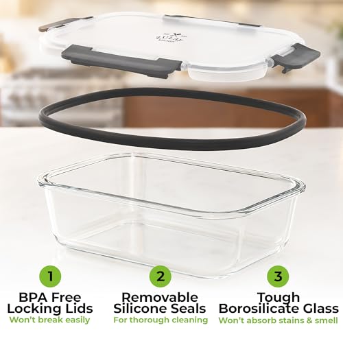 5 Piece Large 36oz Glass Storage Container Sets with Lids
