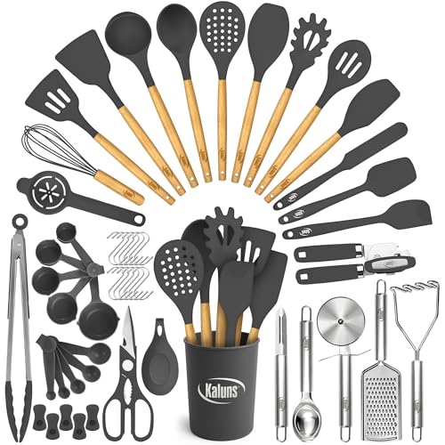 50 PCS Silicone Kitchen Utensils Set Complete Kitchen Set (Gray)