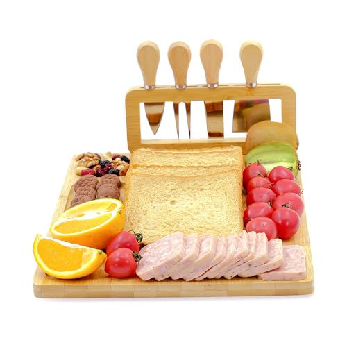 Bamboo Charcuterie Boards Cheese Board Knife Set14‘’x11‘’