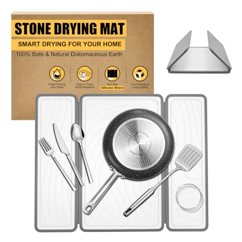 Stone Dish Drying Mat (Grey Silicone Edge)