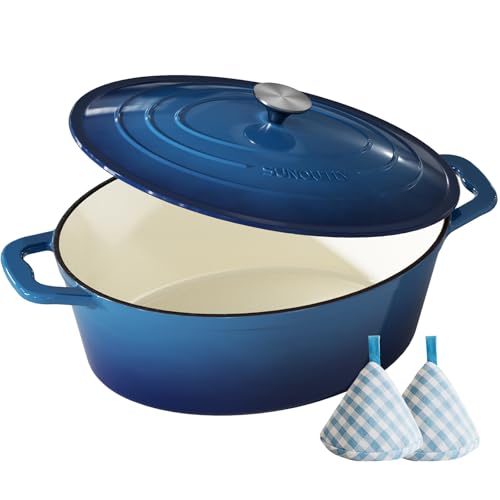 Enameled Cast Iron Dutch Oven (Cooking Pot / Navy blue / 9.3QT)