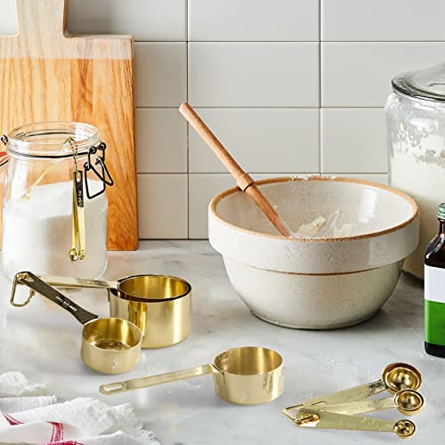 16 Pcs Stainless Steel Measuring Cups & Spoons Set (C - Gold / 16pcs)