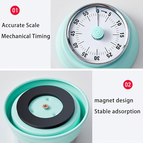 Elegant Stainless Steel Vintage Kitchen Timer with Magnetic Attachment (01-pink)