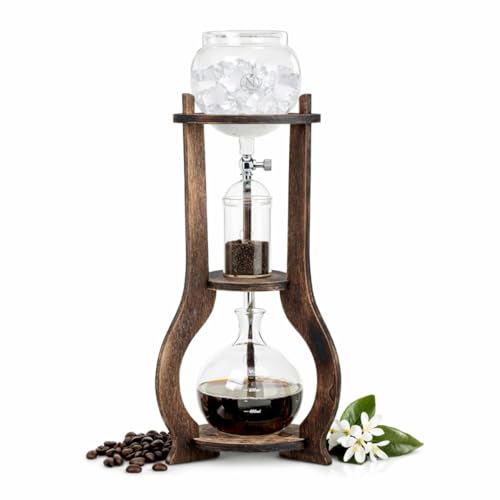 Iced Coffee Cold Brew Drip Tower Coffee Maker Wooden