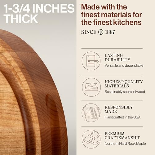 CB Series Round Wooden Maple Cutting Board 12”x12” (Round / 12"L x 12"W)