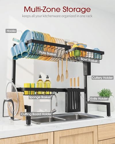 Dish Drying Rack Over The Sink (Black / Large (2 Tier))