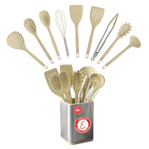 Lagasse 10 Piece Silicone Kitchen Utensil Set with Holder (Beige)