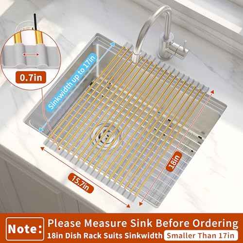 Golden Roll UP Dish Drying Rack (Gold / Roll-up,Large)