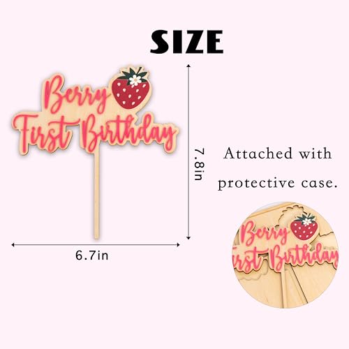 Strawberry Berry First Birthday Cake Topper